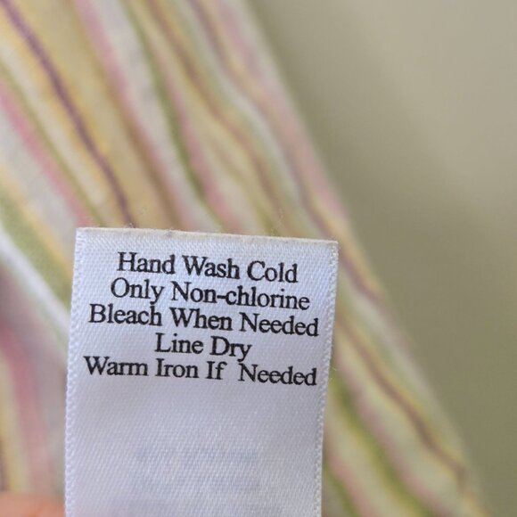 Coldwater Creek Beachy Coastal Grandma Striped Linen Blend Button-Up Shirt - M ( - Picture 9 of 11